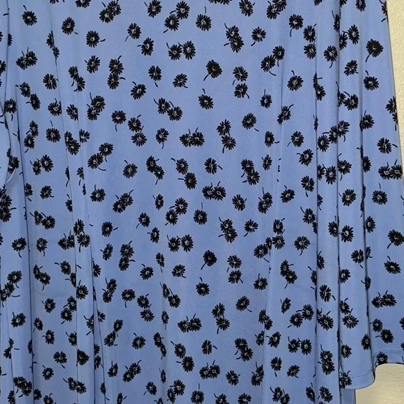 Talbots Plus Size Blue Floral Faux Fit and Flare Wrap Dress 3617 - Picture 6 of 9